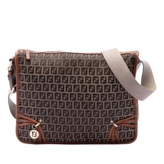 Fendi Pre-owned Fendi Zucchino Canvas F Charm Crossbody Ladies 897NRKMQVSA0G8I9