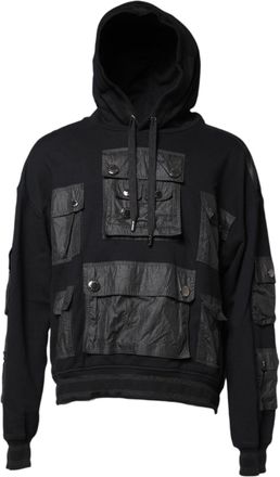 Dolce & Gabbana Black Cotton Hooded Sweatshirt Mens Sweater