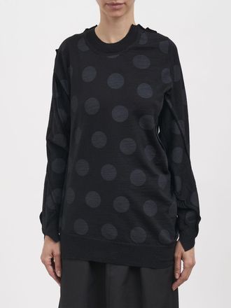 Junya Watanabe Maglia girocollo in pura lana a pois con orlo asimmetrico