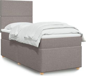vidaXL Cama Box Spring Con Colch&oacute;n Tela Gris Taupe 90x190 Cm Vidaxl