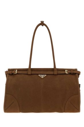 Prada Brown Logo Large Shoulder Bag