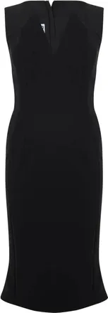 Moschino Kleedjes, Dames, Zwart, XL, Polyester, Zwarte aansluitende jurk met elegante halslijn