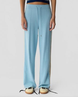 Guest In Residence Striped Cotton-Blend Track Pants In Clear Sky