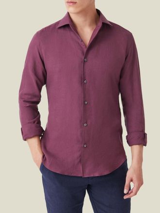 Luca Faloni Burgundy Linen Portofino Shirt