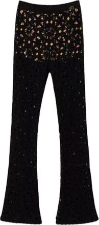 Twinset Gebreide broek - Dames - Wijde Broeken - Zwart - S - Leer - Broeken