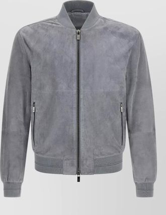 Pal Zileri suede bomber jacket ribbed cuffs hem