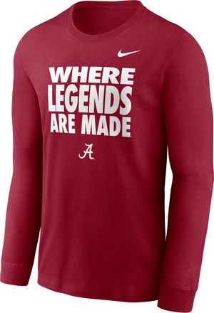 Nike Alabama Sideline Slogan Nike Mens Dri-FIT College Long-Sleeve T-Shirt in Red | 02EW69WABN-H2B