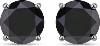 Diana M. Jewels Black Diamond F/C Round 7.80-8mm - 2Pcs ( Black Pen Rhodium on Black Diamond Prongs ) ( Push Post )