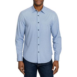 Brooklyn Brigade Courtyard Mosiac Long Sleeve Performance Shirt in Navy/blue at Nordstrom, Size Xx-Large