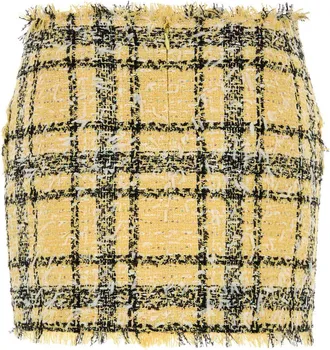Balmain Womens Embroidered Tweed Mini Skirt Aaa Multicolore Polyester Polyamide Cotton Gonne