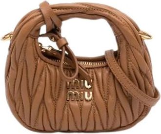 Miu Miu Pre-owned The Wander Mini Bag - Dames - Vintage Mini Tas - Bruin - ONE Size - Leer - Vintage