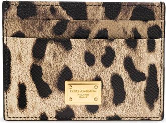 Dolce & Gabbana Accessoires, Dames, Bruin, ONE Size, Leer, Dauphine Kaarthouder met Plaat