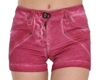 Plein Sud Womens Pan70241 Pink Denim Shorts - Fuschia