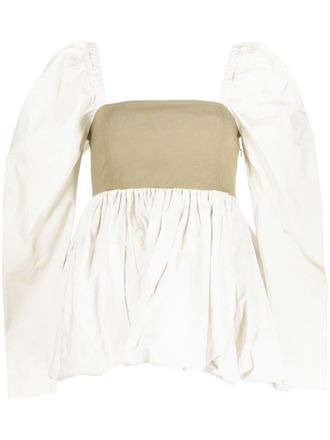 Ganni Mini-jurk met colourblocking - Wit