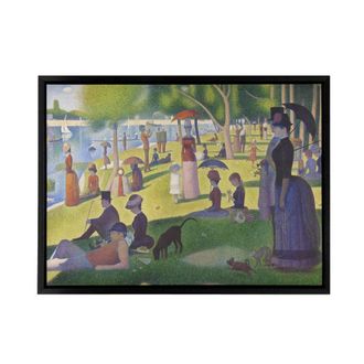 Artery8 Seurat Sunday Afternoon Island Framed Canvas Wall Art Print | Size: W24 x H32