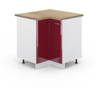 Vicco Armario De Esquina Fame-line, Rojo Burdeos Alto Brillo, 80.5 Cm, Et Roble