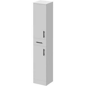 Alexander James Alexander James Gloss White 350mm x 330mm Tall Storage Unit - 350mm - Matt Black 96mm Knurled Bar Handle