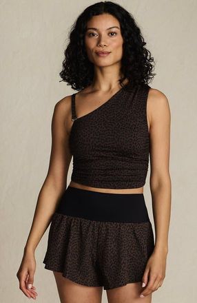 Lands End 3 Pinchless Flutter Swim Short with Panty in Brown Leopard at Nordstrom, Size 10