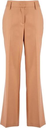 Nenette Bruine Wol Straight Cut Broek - Dames - Wijde Broeken - Bruin - M - Wol - Broeken