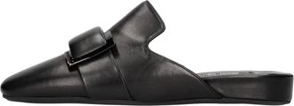 Sergio Rossi Leather Sabot - Dames - Slip ons - Zwart - 35 EU - Leer - Schoenen