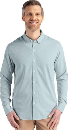 Cutter & Buck Skyline Epic Confidence Recycled Pinstripe Mens Long Sleeve Dress Shirt