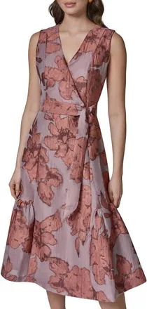 DKNY Faux Wrap Midi Dress in Desert Clay at Nordstrom, Size 10