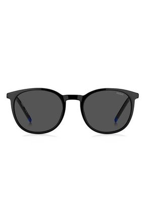 HUGO BOSS Panthos 53mm Round Sunglasses in Black/Grey at Nordstrom