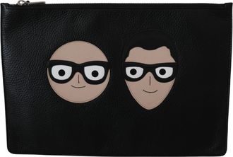 Dolce & Gabbana Zwarte Leren Clutch Document Tas Portemonnee