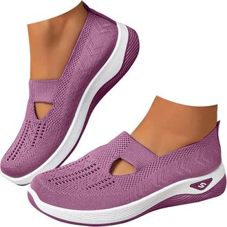 Generic Ladies Trainers Sneakers Wide Fit Shoes Womens Slip-Ins Orthopedic Walking Shoes for Women Woven Orthopedic Breathable Soft Sneaker Non-Slip Arch Supp