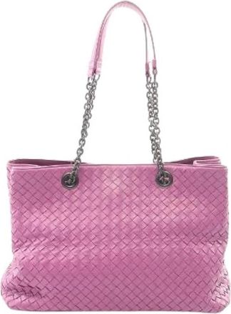 Bottega Veneta Pre-owned Intrecciato Leren Tote Bag - Dames - Vintage Schoudertas - Roze - ONE Size - Leer - Vintage