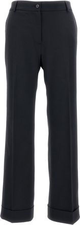 Alberto Biani Tailored Stretch Wool Trousers with Ankle-Length Leg and Turned-Up Hem