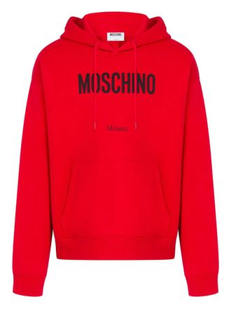 Moschino logo-detail cotton hoodie - Red
