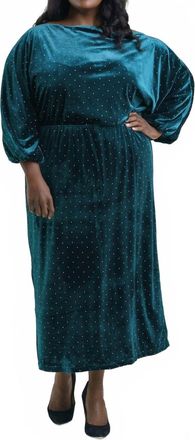 Never Fully Dressed Velvet Tilly Midi Dress In Emeralds