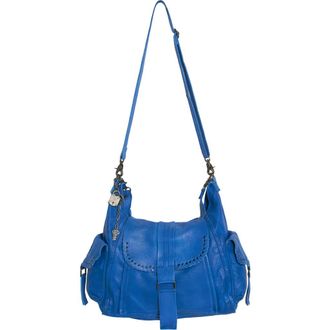 Free People We The Free Leigh Distressed Leather Hobo Bag in Sapphire at Nordstrom