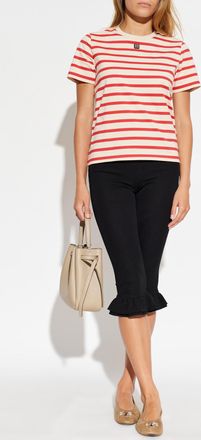 Tory Burch Striped Pattern T-shirt, Womens, Red