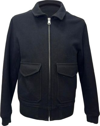 Sandro Zip-Up Utility Jacket in Black Wool