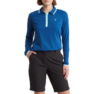 Original Penguin Contrast Tipped Long Sleeve Polo in Blueberry Pancake at Nordstrom Rack, Size X-Small