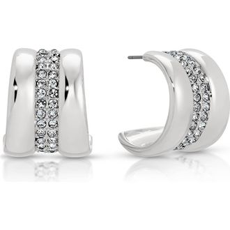 Ettika Pav&eacute; Center Hoop Earrings in Silver at Nordstrom