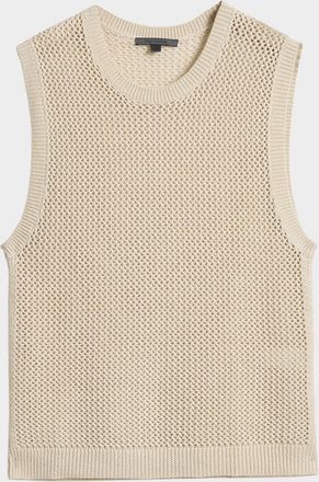 John Varvatos Mens Augusto Open Diamond Stitch Tank Top