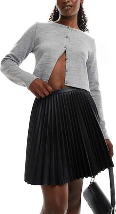 A|X Armani Exchange Gonna a pieghe nera in pelle sintetica-Nero