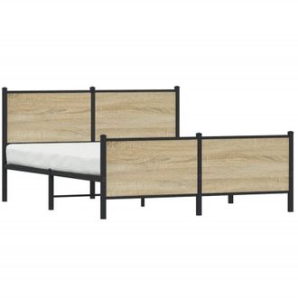vidaXL Vidaxl - Estructura De Cama Sin Colch&oacute;n Metal Roble Sonoma 150x200 Cm