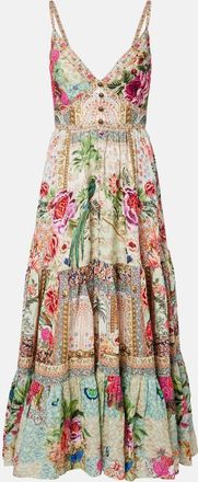 Camilla Embellished floral linen maxi dress