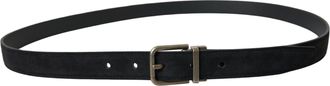 Dolce & Gabbana Mens Black Goat Leather Antique Metal Buckle Belt