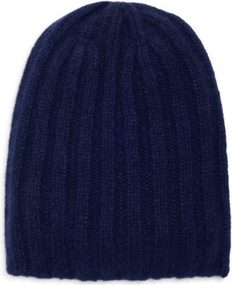 Johnstons of Elgin Bhaltair Cashmere & Silk Rib Beanie in Cloud Klein Hd4510 at Nordstrom