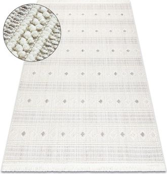 RugsX Carpet nano FH69A Diamonds, loop, flat woven white / grey beige 140x190 cm
