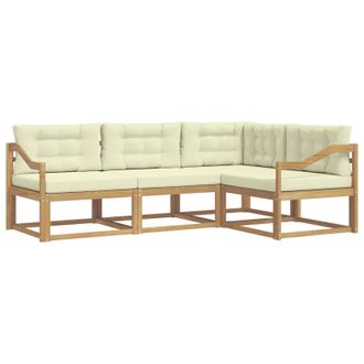 vidaXL Conjunto De Sof&aacute;s De Exterior 3 Pcs Blanco Y Crema Poli&eacute;ster Vidaxl