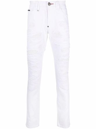 Philipp Plein Gerafelde jeans - Wit