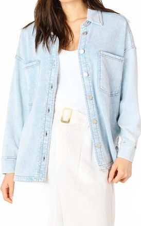 Dex Clothing Long Sleeve Knit Denim Jacket In Washed Light Blue