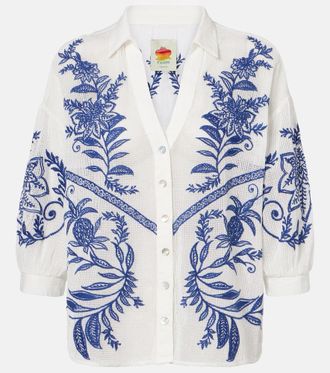 Farm Rio Nina embroidered cotton shirt