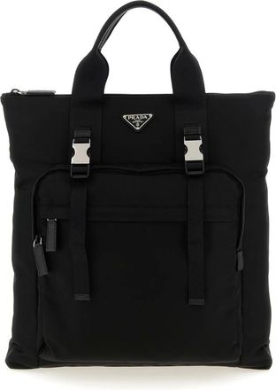 Prada Bolso Tote de Nylon y Piel - Bags - Hombre - Negro - ONE SIZE